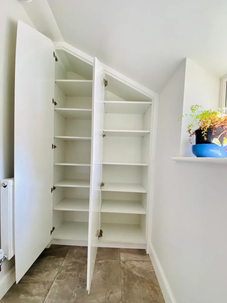 Gallery - Angled Alcove Wardrobe Open - James Hewitt Furniture By Design