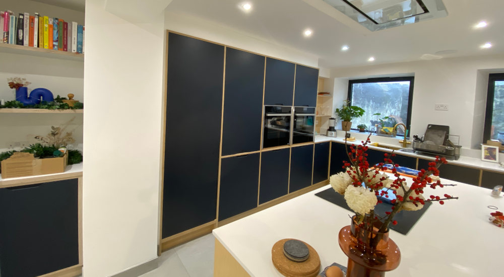 Gallery - Blue Fitted Kitchen Cupboard - James Hewitt Furniture By Design