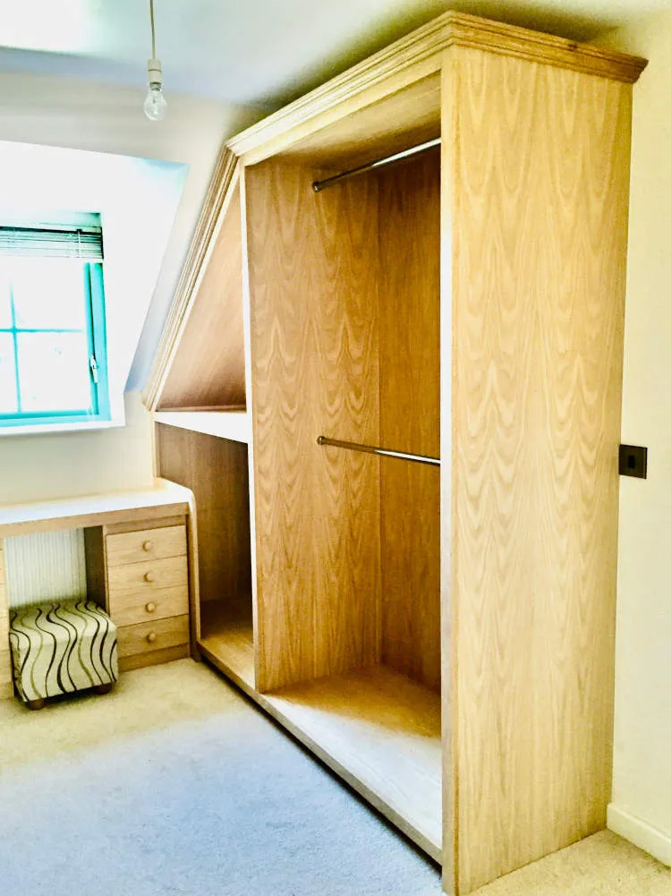 Gallery - Built Oak Wardrobe Sloped Ceiling - James Hewitt Furniture By Design