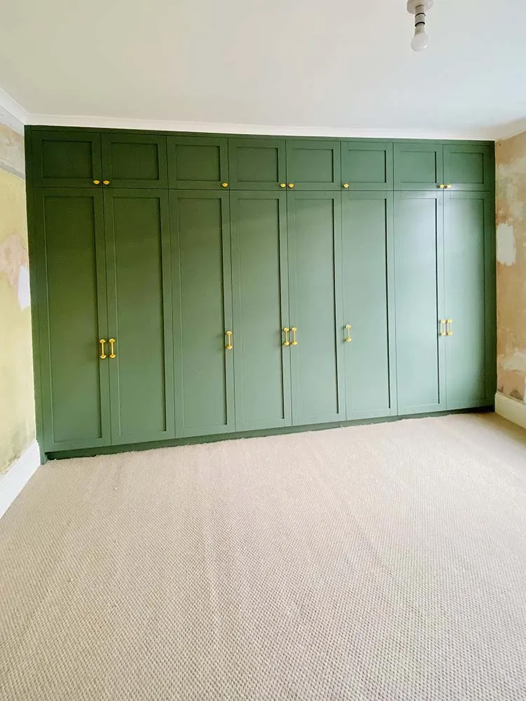 Gallery - Fitted Green Wardrobe Closed - James Hewitt Furniture By Design